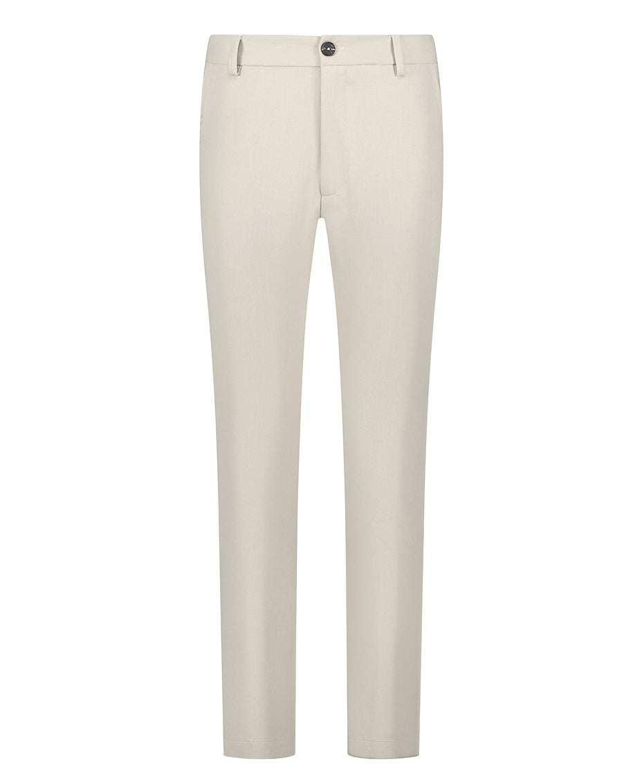 Chic Trouser Elastic Waistband Straight Fit Beige