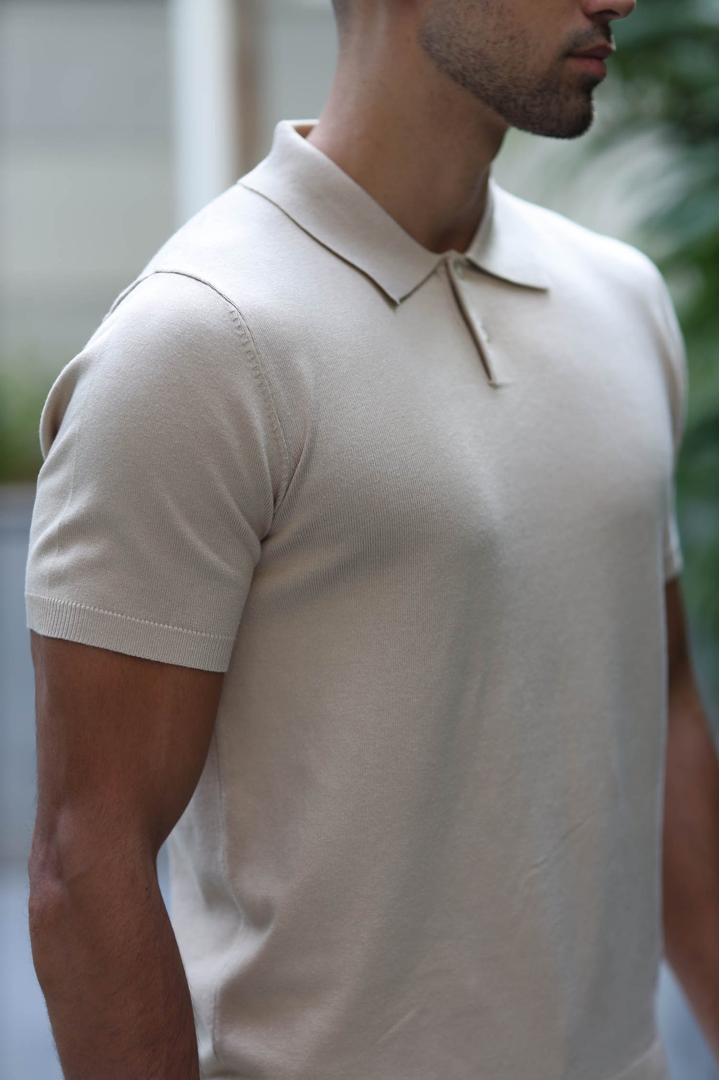 Polo Knitwear Short Sleeve Beige
