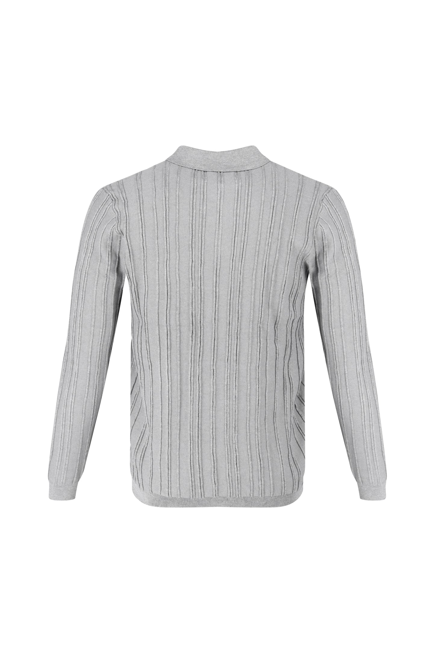 Ribbed Knit Polo Grey
