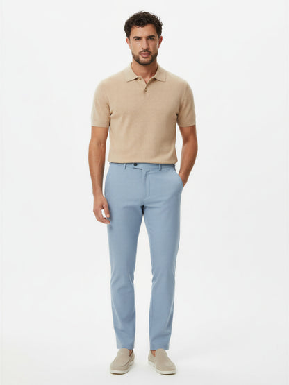 Chic Trouser Elastic Waistband Straight Fit Light Blue