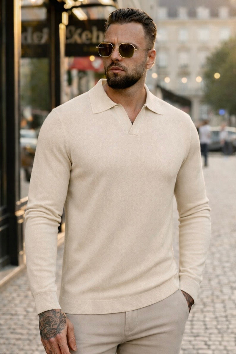 Polo Knitwear Long Sleeve Beige