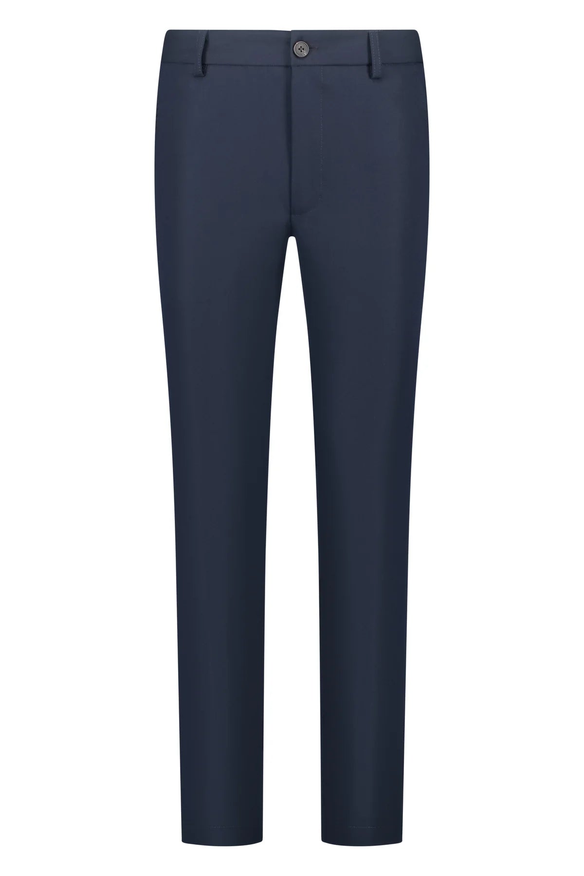 Chic Trouser Elastic Waistband Straight Fit Navy Blue