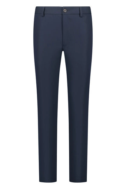 Chic Trouser Elastic Waistband Straight Fit Navy Blue