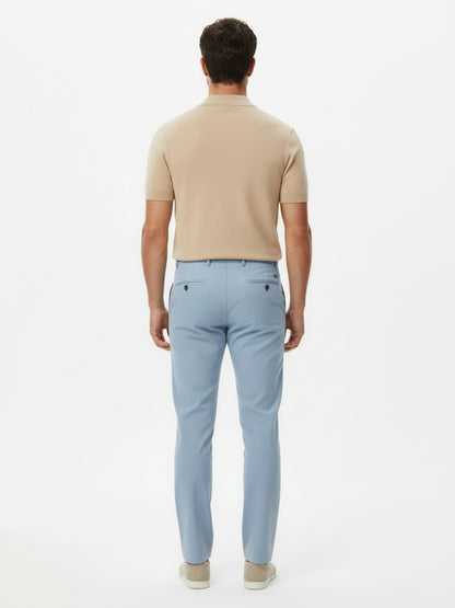 Chic Trouser Elastic Waistband Straight Fit Light Blue