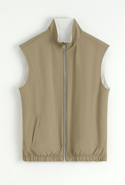 Reversible bodywarmer zipper camel beige - Frankie's