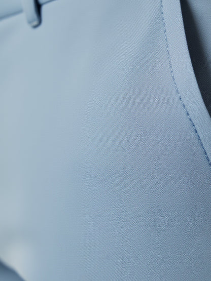 Chic Trouser Elastic Waistband Straight Fit Light Blue