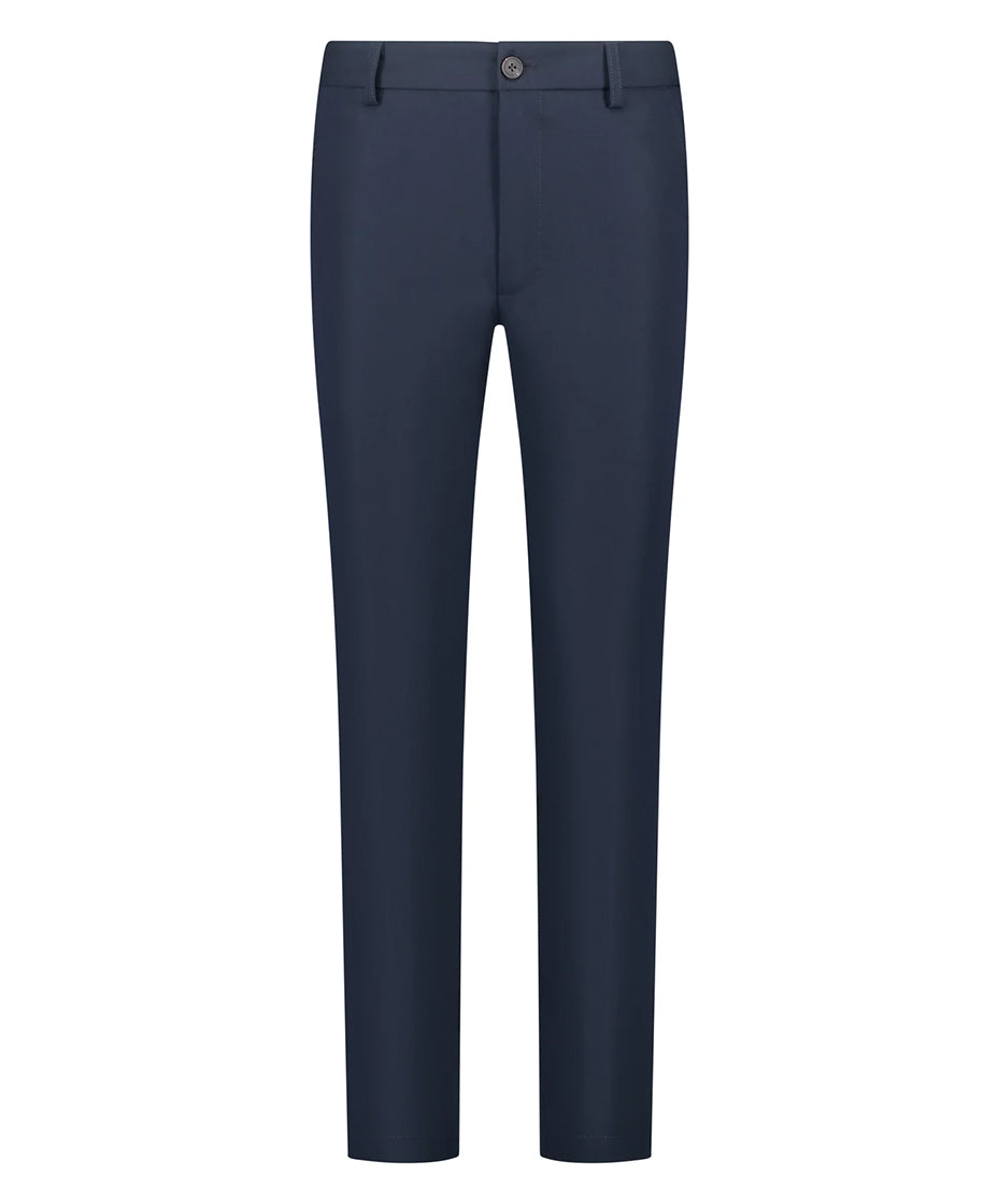 Chic Trouser Elastic Waistband Straight Fit Navy Blue