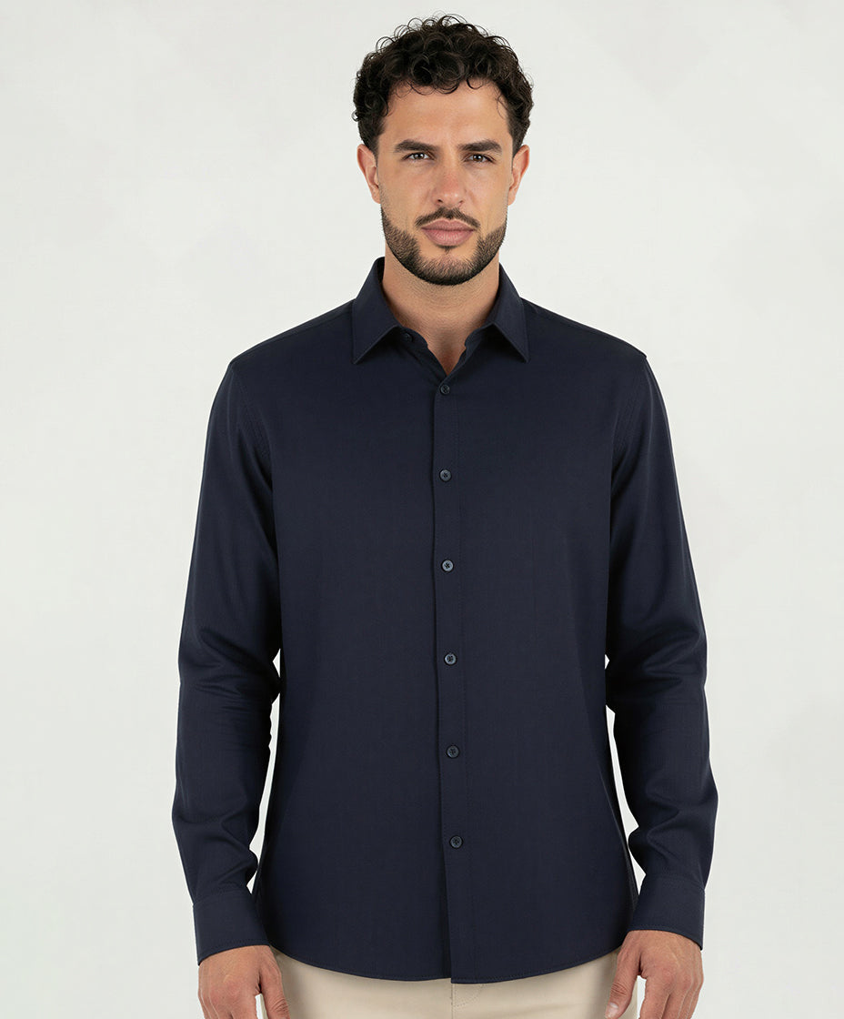 Linen Shirt Long Sleeve Navy Blue