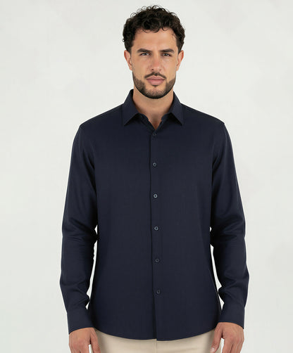 Linen Shirt Long Sleeve Navy Blue