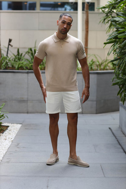 Polo Knitwear Short Sleeve Beige
