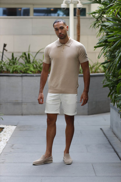 Polo Knitwear Short Sleeve Beige