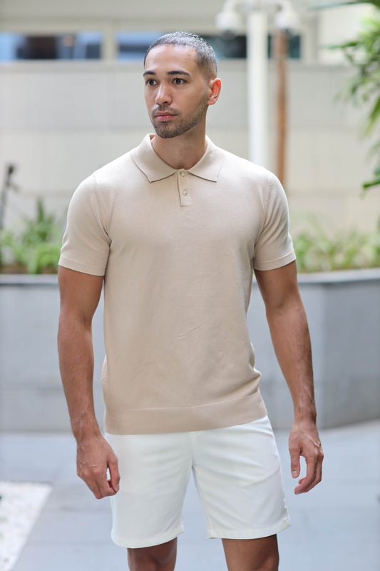 Polo Knitwear Short Sleeve Beige