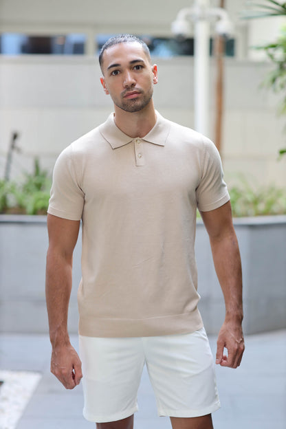 Polo Knitwear Short Sleeve Beige