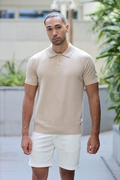 Polo Knitwear Short Sleeve Beige