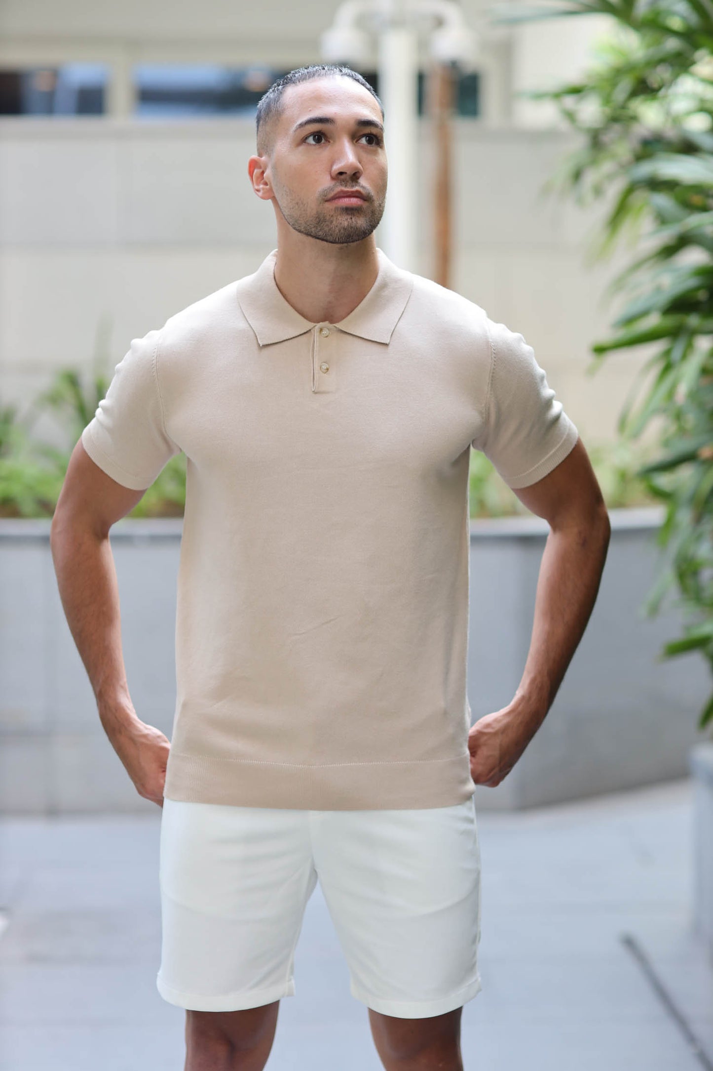 Polo Knitwear Short Sleeve Beige