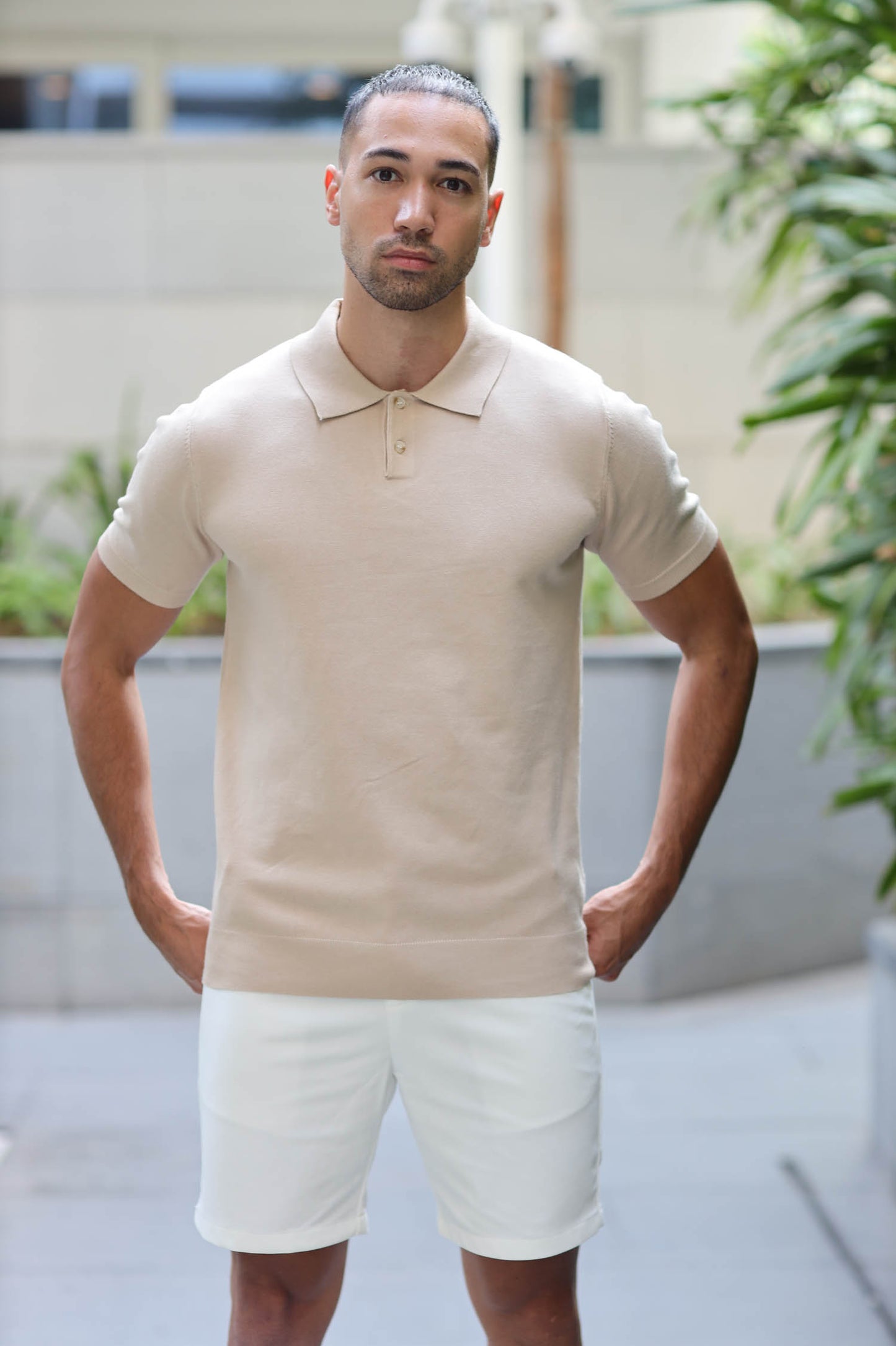Polo Knitwear Short Sleeve Beige
