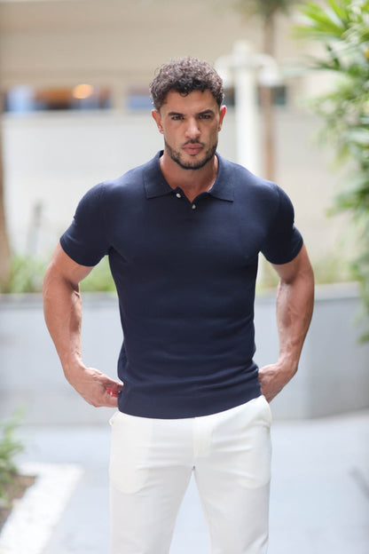 Polo Knitwear Short Sleeve Navy Blue