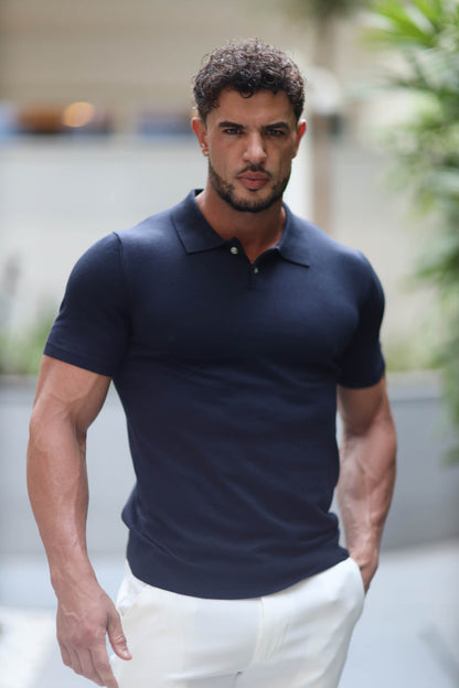 Polo Knitwear Short Sleeve Navy Blue