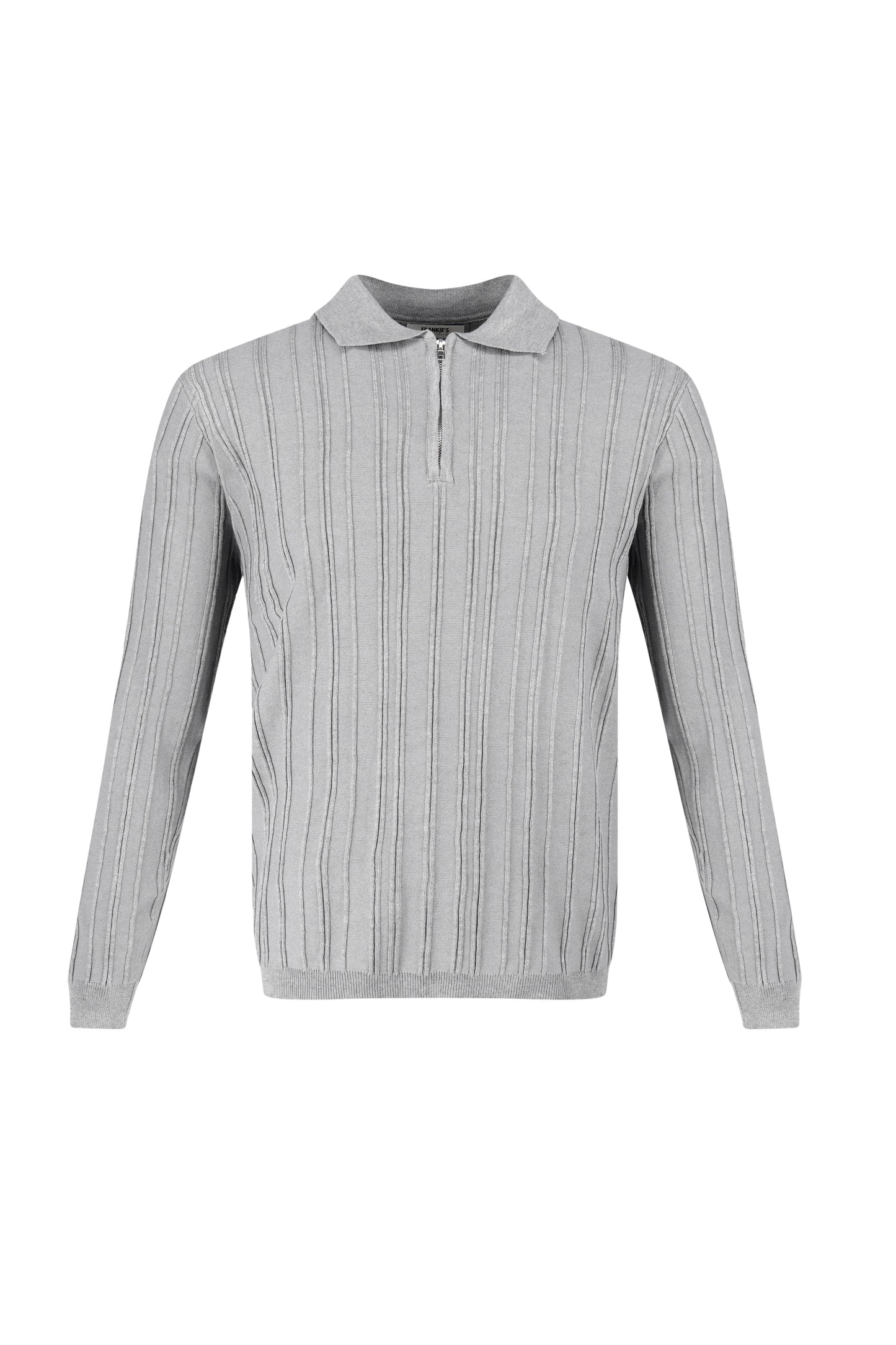 Ribbed Knit Polo Grey