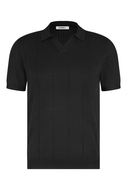 Buttonless knitwear polo short sleeve black
