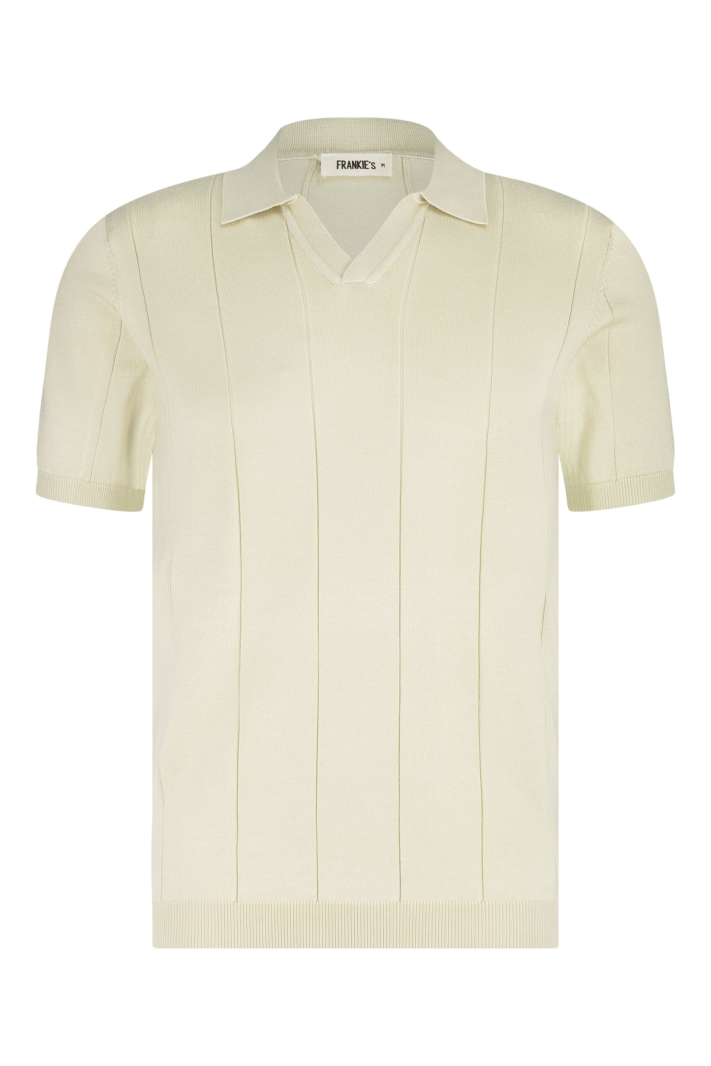 Buttonless knitwear polo short sleeve beige