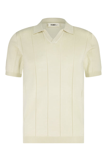 Buttonless knitwear polo short sleeve beige