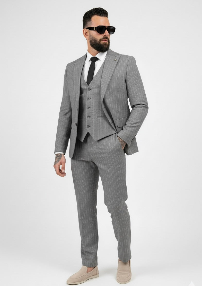 Three-Piece Suit Havana Pinstripe Grey