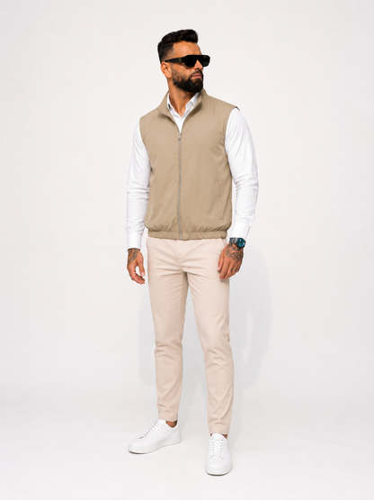 Reversible Bodywarmer Zipper Camel Beige