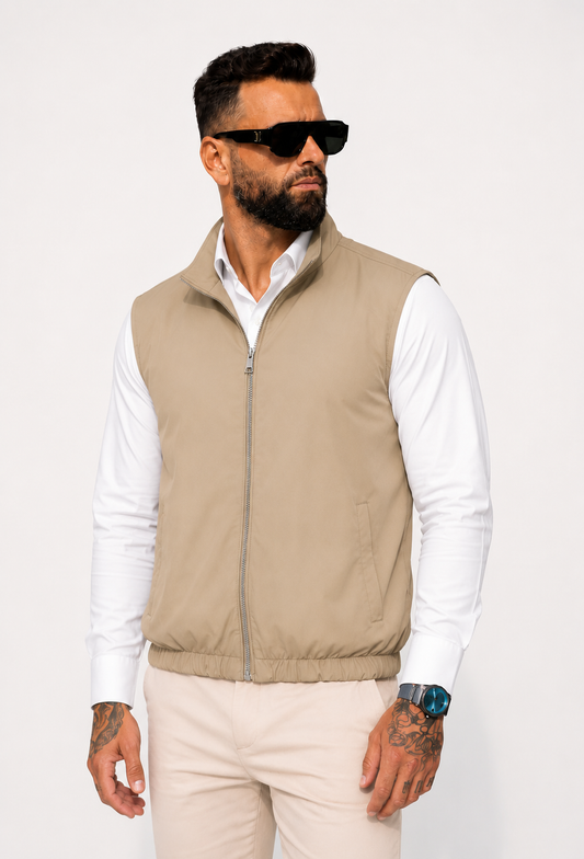 Reversible Bodywarmer Zipper Camel Beige