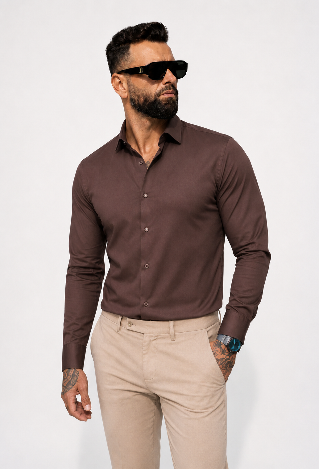 Shirt Havana Slim Fit Stretch Brown