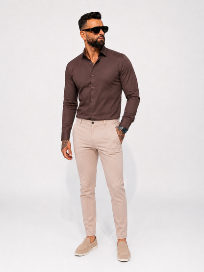 Shirt Havana Slim Fit Stretch Brown