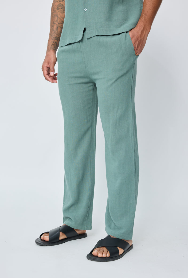 Linen Trouser Petrol Green