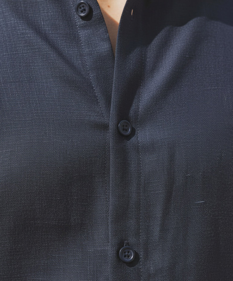 Linen Shirt Long Sleeve Navy Blue