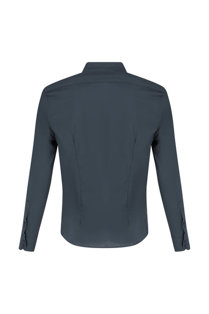 Shirt Mandarin Collar Navy Blue