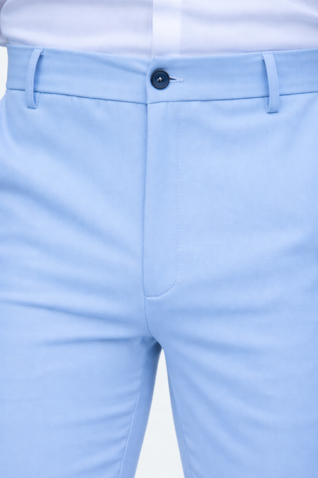 Chic Trouser Elastic Waistband Straight Fit Light Blue
