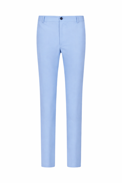 Chic Trouser Elastic Waistband Straight Fit Light Blue