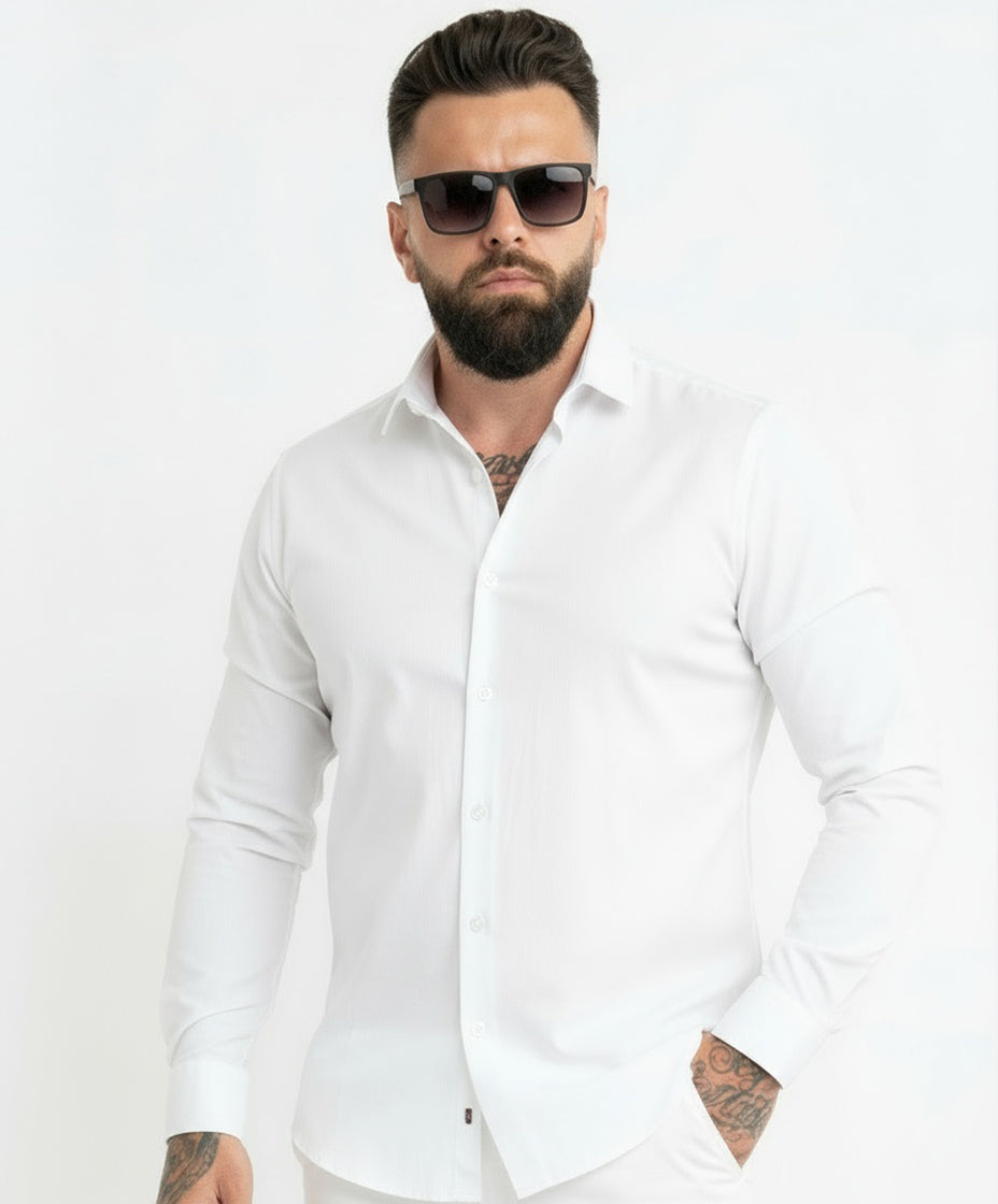 Shirt Havana Slim Fit Stretch Off White
