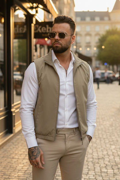 Reversible Bodywarmer Zipper Camel Beige