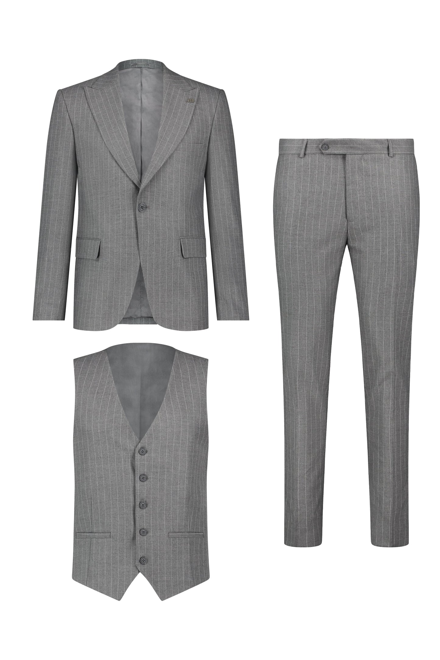 Suit three piece Havana krijtstreep grey - Frankie's